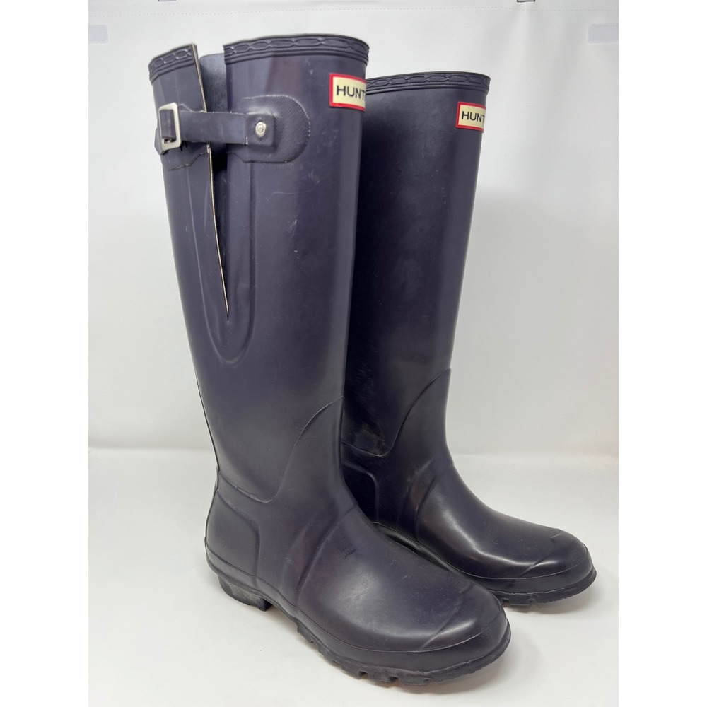 Hunter Original Tall Adjustable Rain Boots 9 Purple Matte Buckle Waterproof